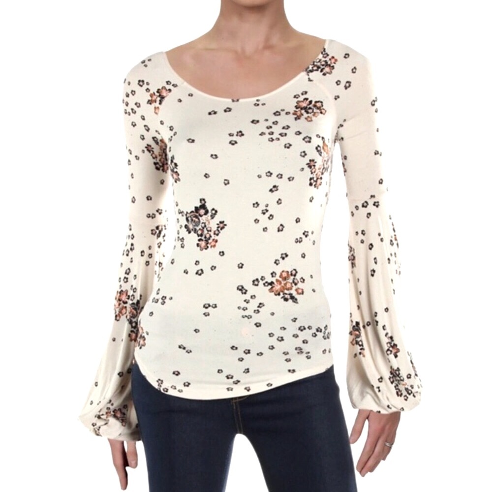 Free People Bell Sleeve Floral Top